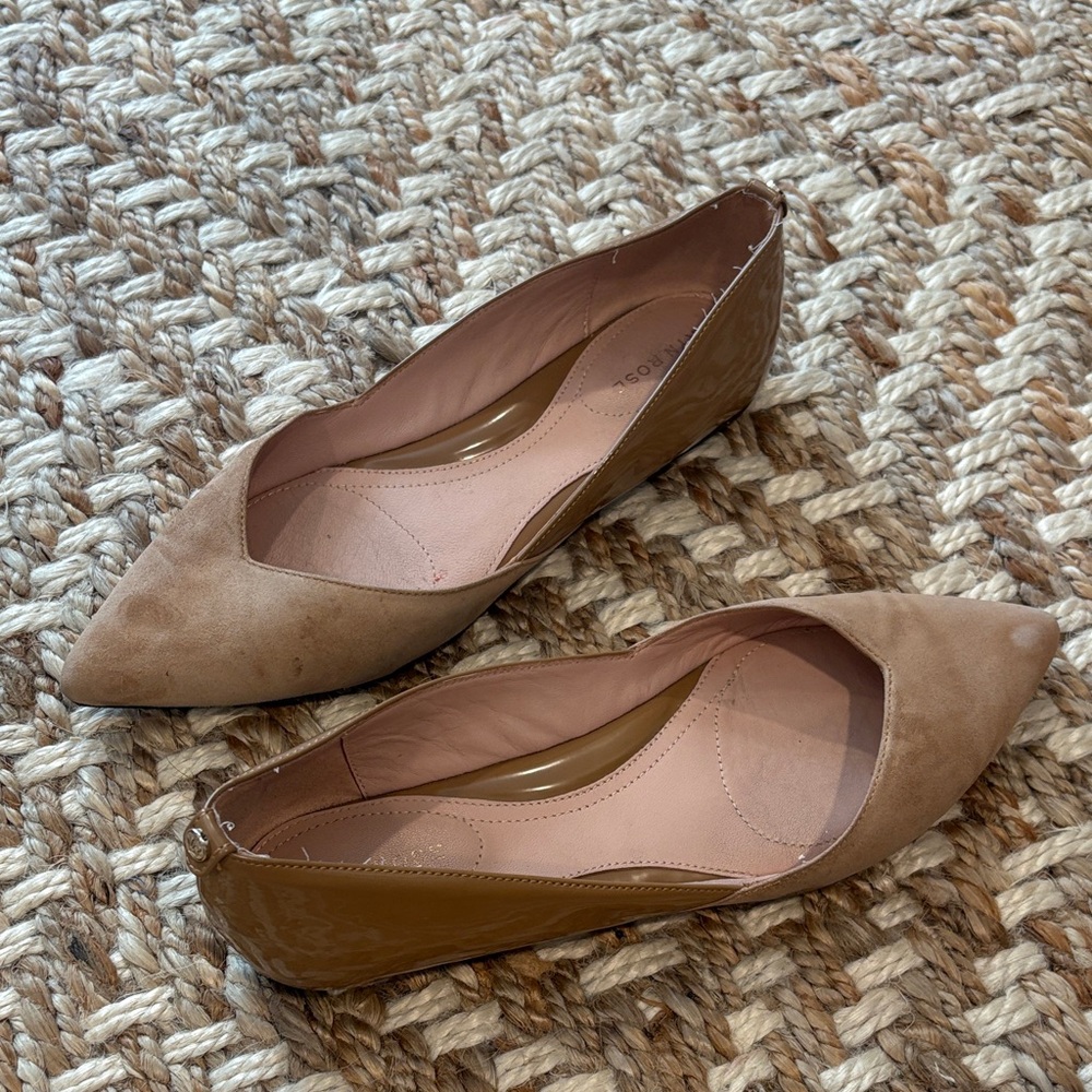 Taryn Rose Suede tan pointed toe ballet Flats
